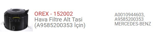 HAVA FILTRE ALT TAS AXOR SCANIA 001 094 4603 958 520 0353